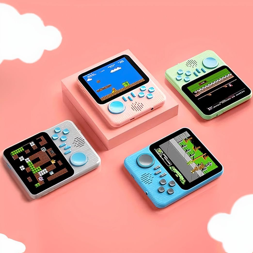 Sameo Gamegear Handheld Video Game Console, Retro Mini Game with 666 Classic Retro Game TV Compatible for Kids, Rechargeable 8 Bit Classic (Candy Pink)