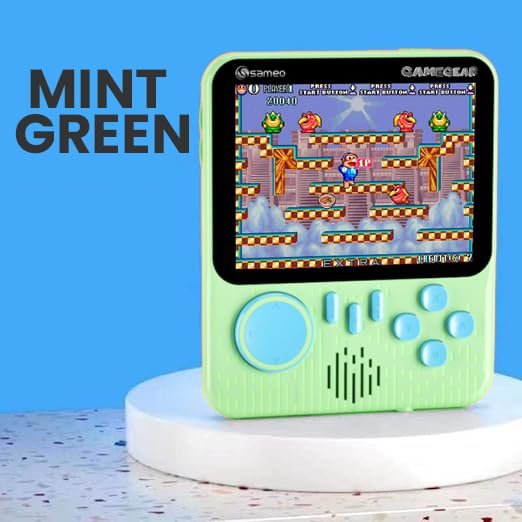 Sameo Gamegear Handheld Video Game Console, Retro Mini Game with 666 Classic Retro Game TV Compatible for Kids, Rechargeable 8 Bit Classic (Mint Green)