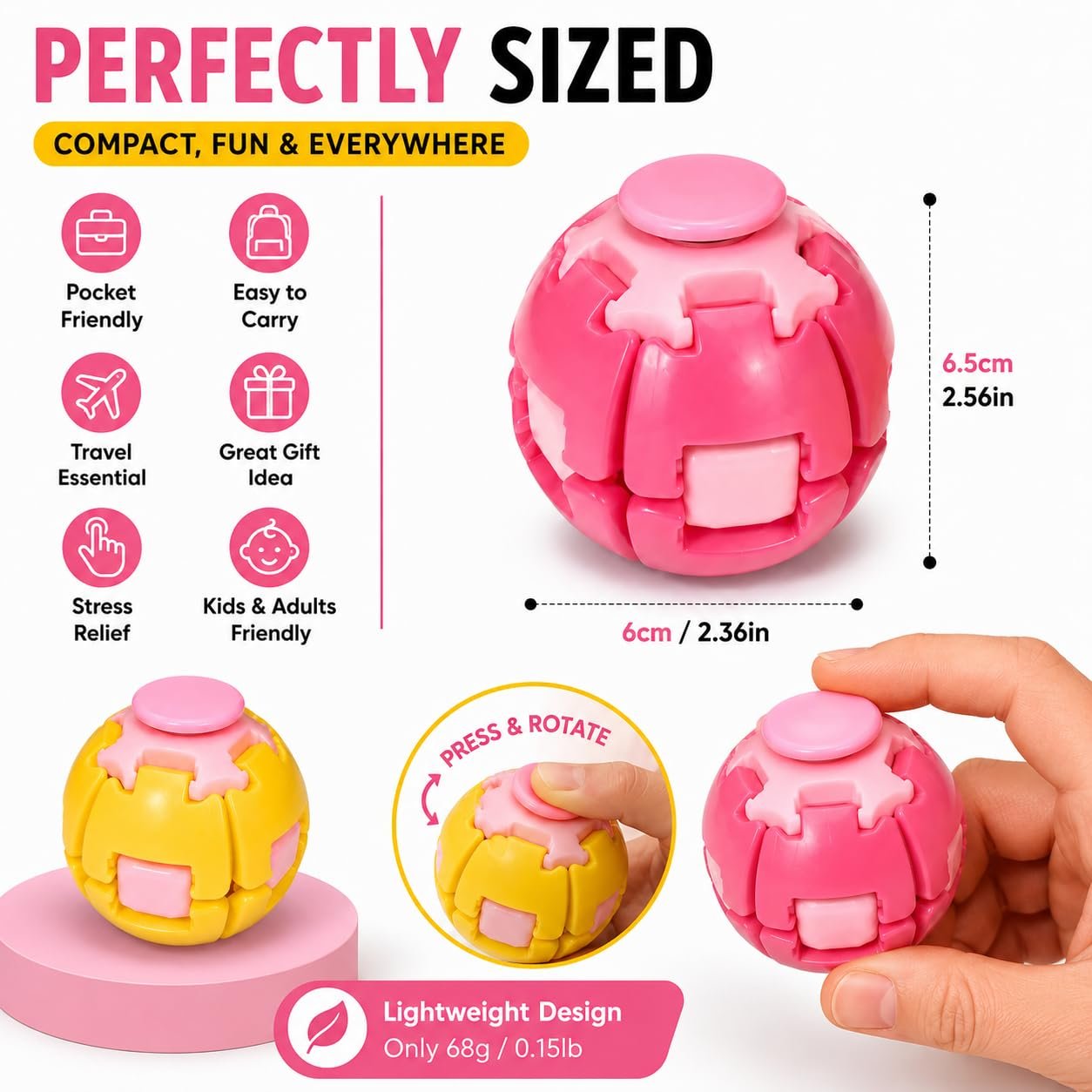 Braintastic Gear Ball for Kids & Adults | Rotating Decompression & Stress Relief Puzzle Ball | Sensory Hand Toy for Focus, Relaxation & Fun (Pack of 2)