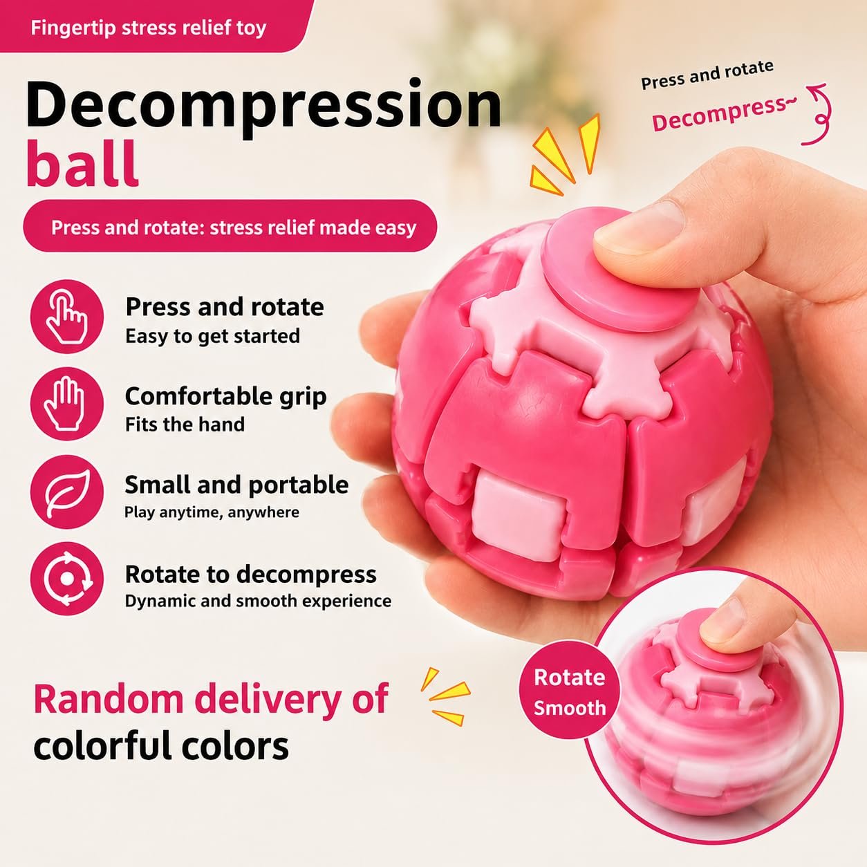Braintastic Gear Ball for Kids & Adults | Rotating Decompression & Stress Relief Puzzle Ball | Sensory Hand Toy for Focus, Relaxation & Fun (Pack of 12)