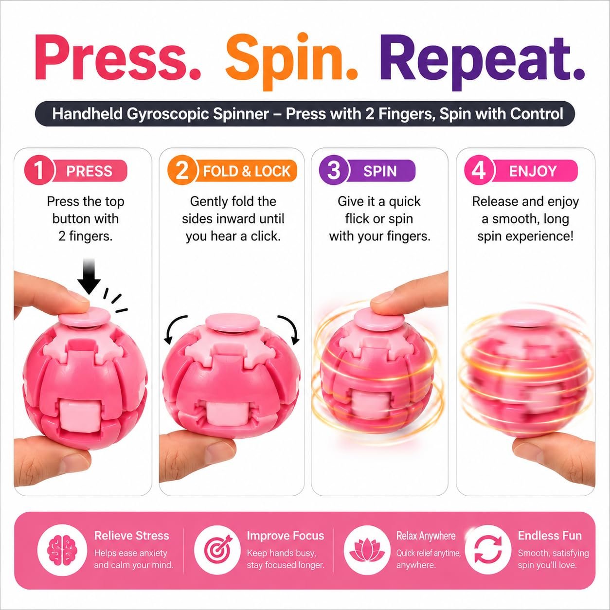Braintastic Gear Ball for Kids & Adults | Rotating Decompression & Stress Relief Puzzle Ball | Sensory Hand Toy for Focus, Relaxation & Fun (Pack of 6)