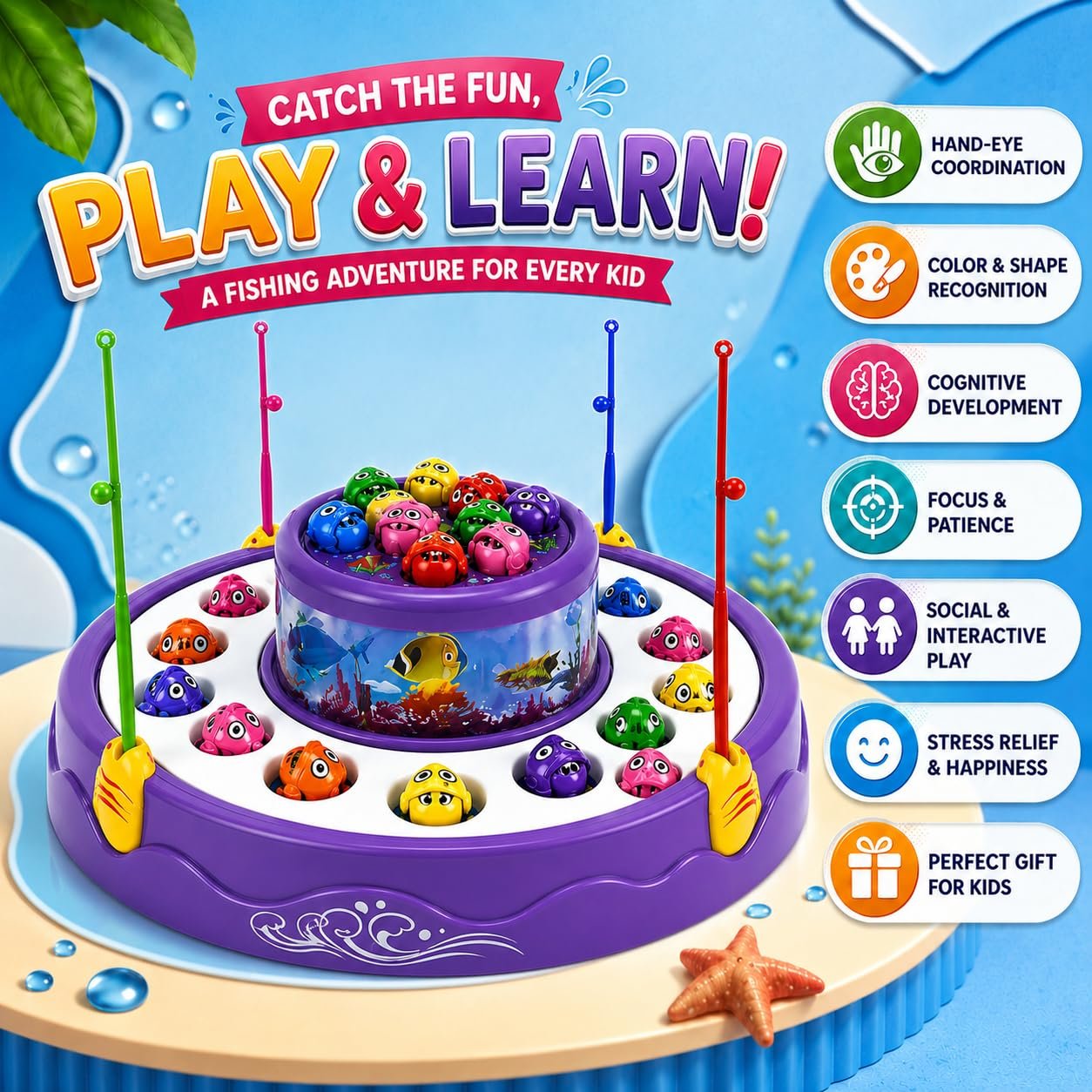 Braintastic 360° Rotating Fishing Game Toy for Kids 3+ Years