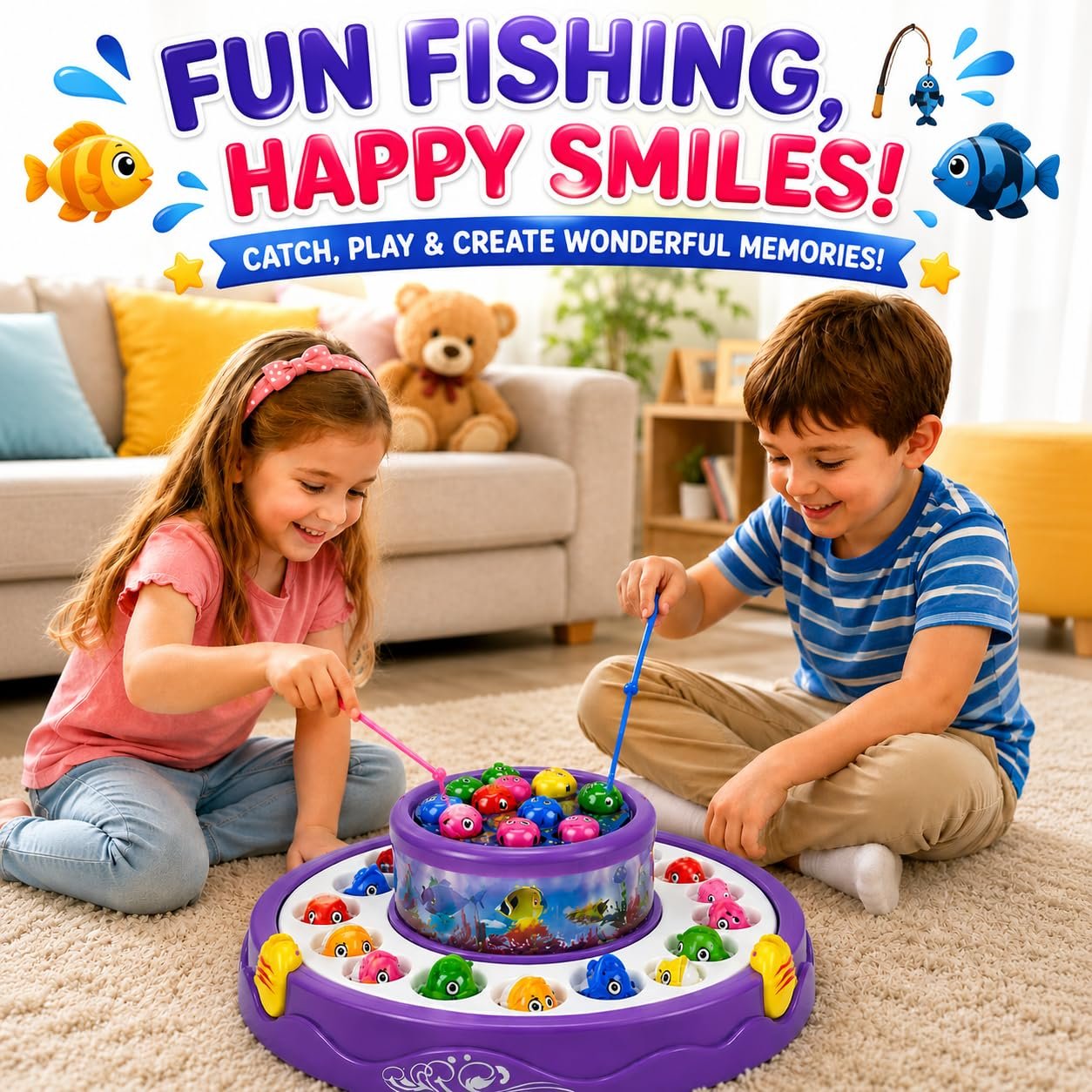 Braintastic 360° Rotating Fishing Game Toy for Kids 3+ Years