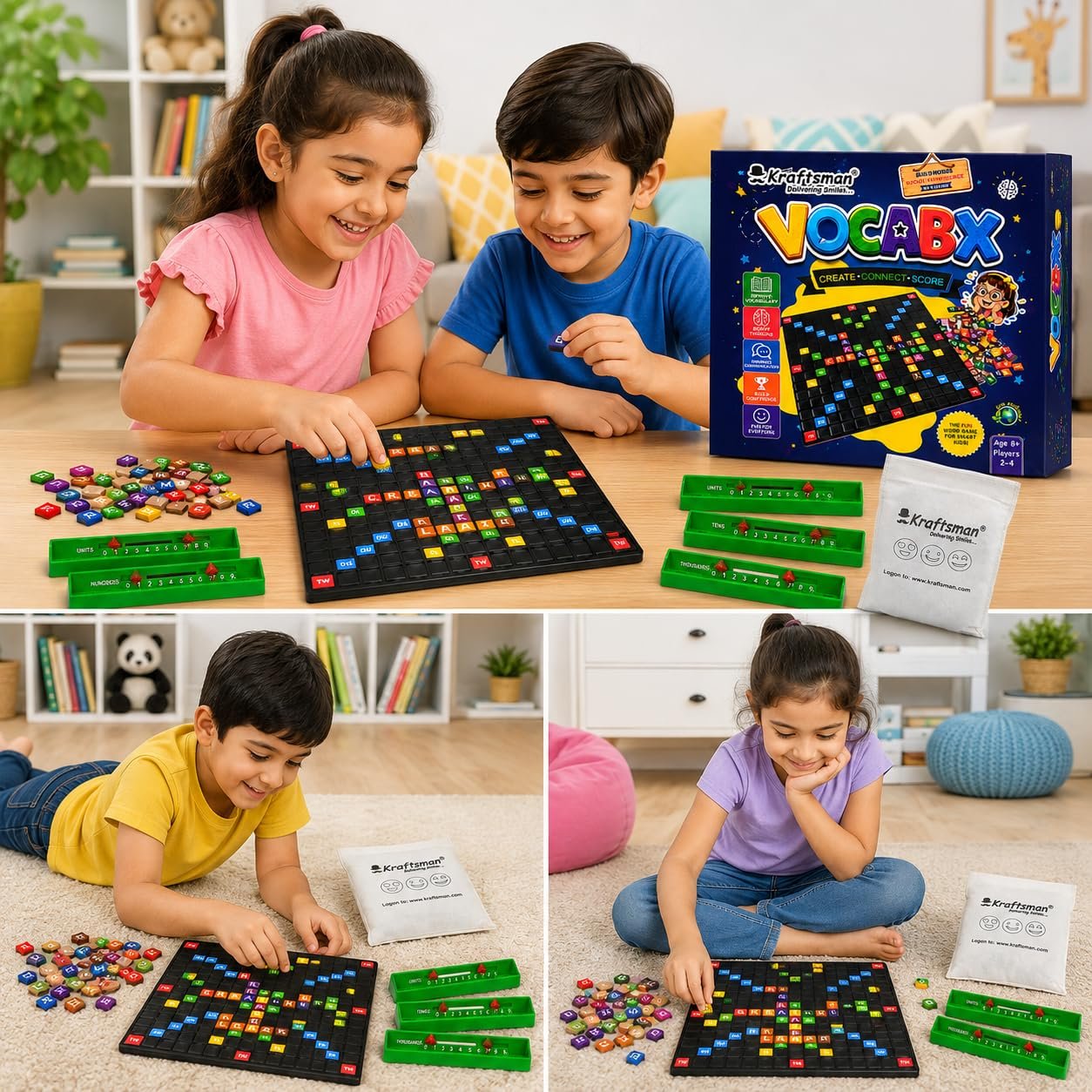Braintastic VocabX Word Board Game for Kids 8+ | Educational Word Building & Vocabulary Game | Crossword Style Family Game for 2–4 Players